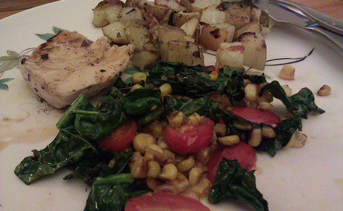 Grilled Chicken, Roasted Potatoes and Kale Saute Dinner Recipe