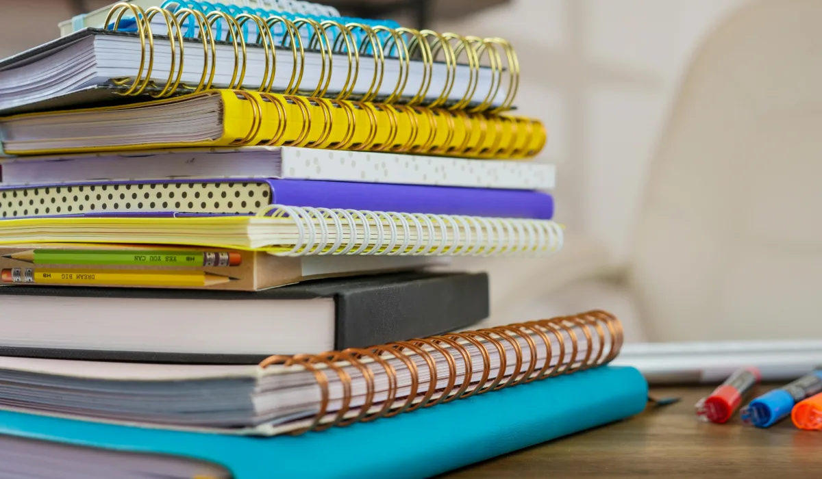 Stack of books arranged on a surface
