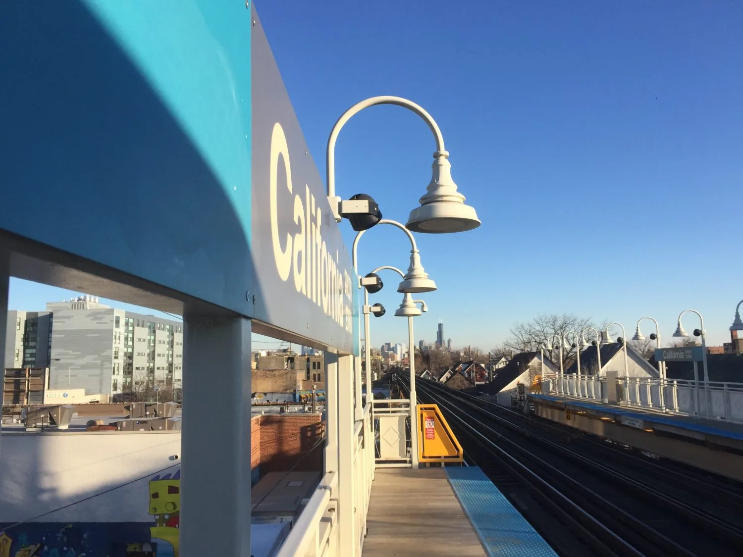 California Blue Line stop in Logan Square, Chicago