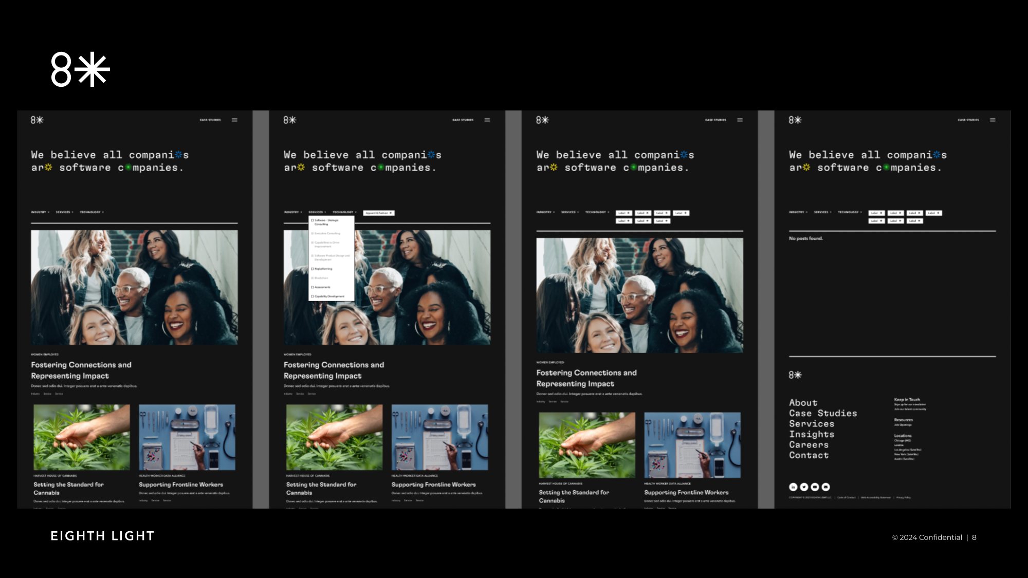 Screens from the relaunched 8thlight.com homepage