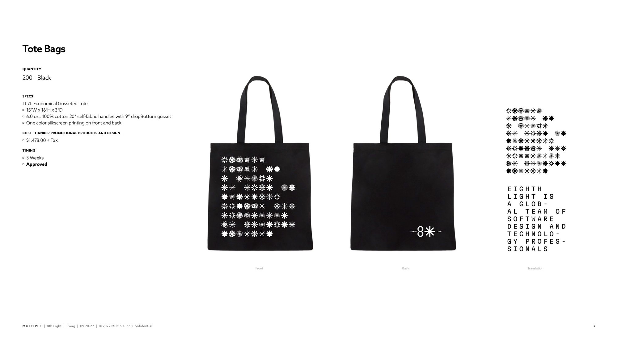 8th Light tote bags designed with the new brand