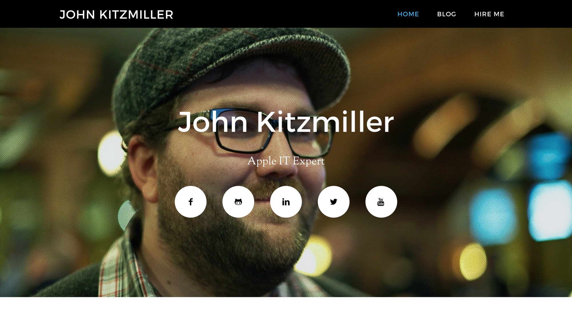 Kitzy's homepage: his portrait with the title Apple IT Expert