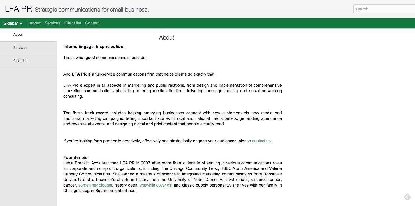 The LFA PR website before the redesign