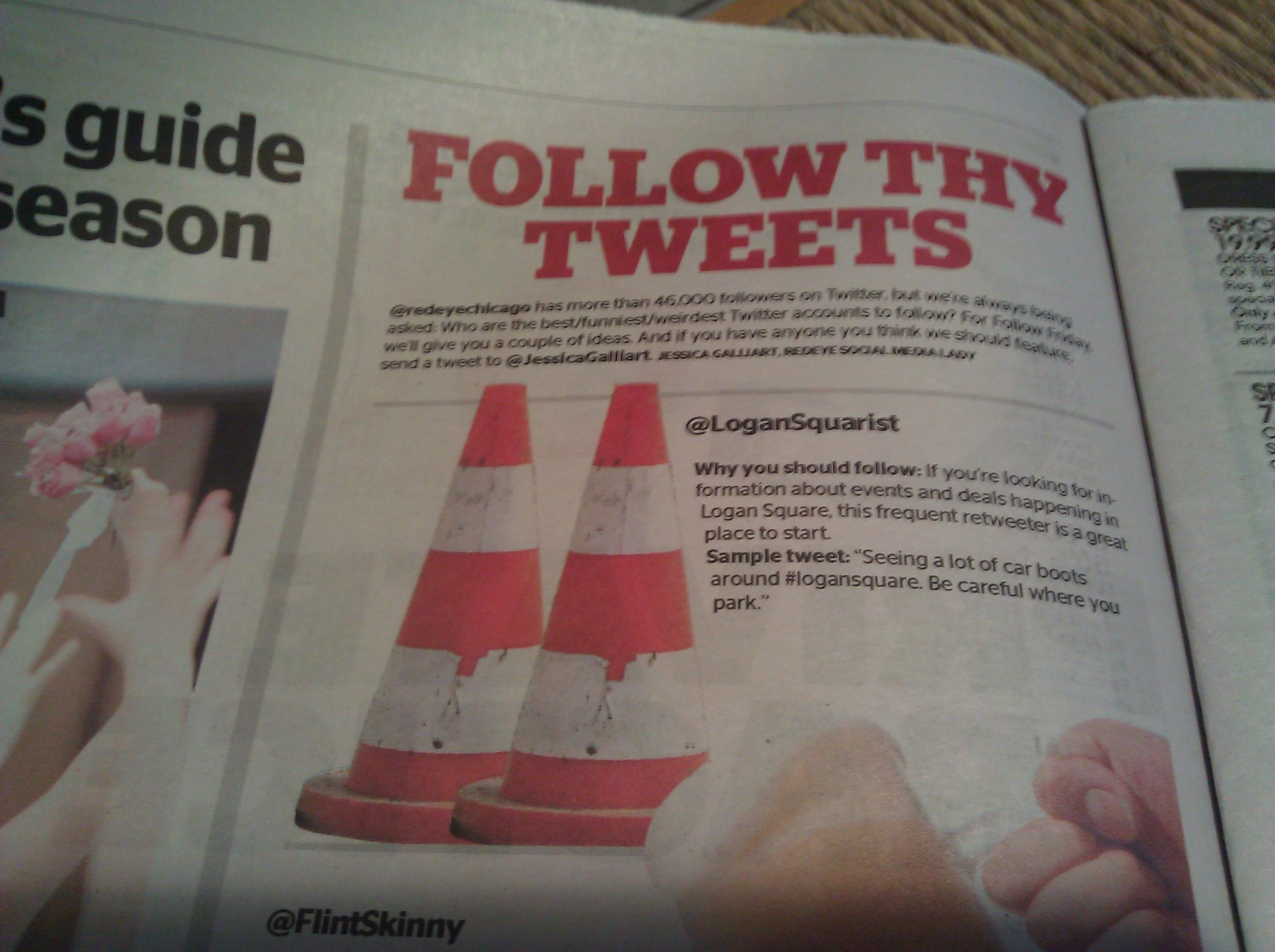 LoganSquarist featured in RedEye's print guide to Twitter accounts to follow, March 2012