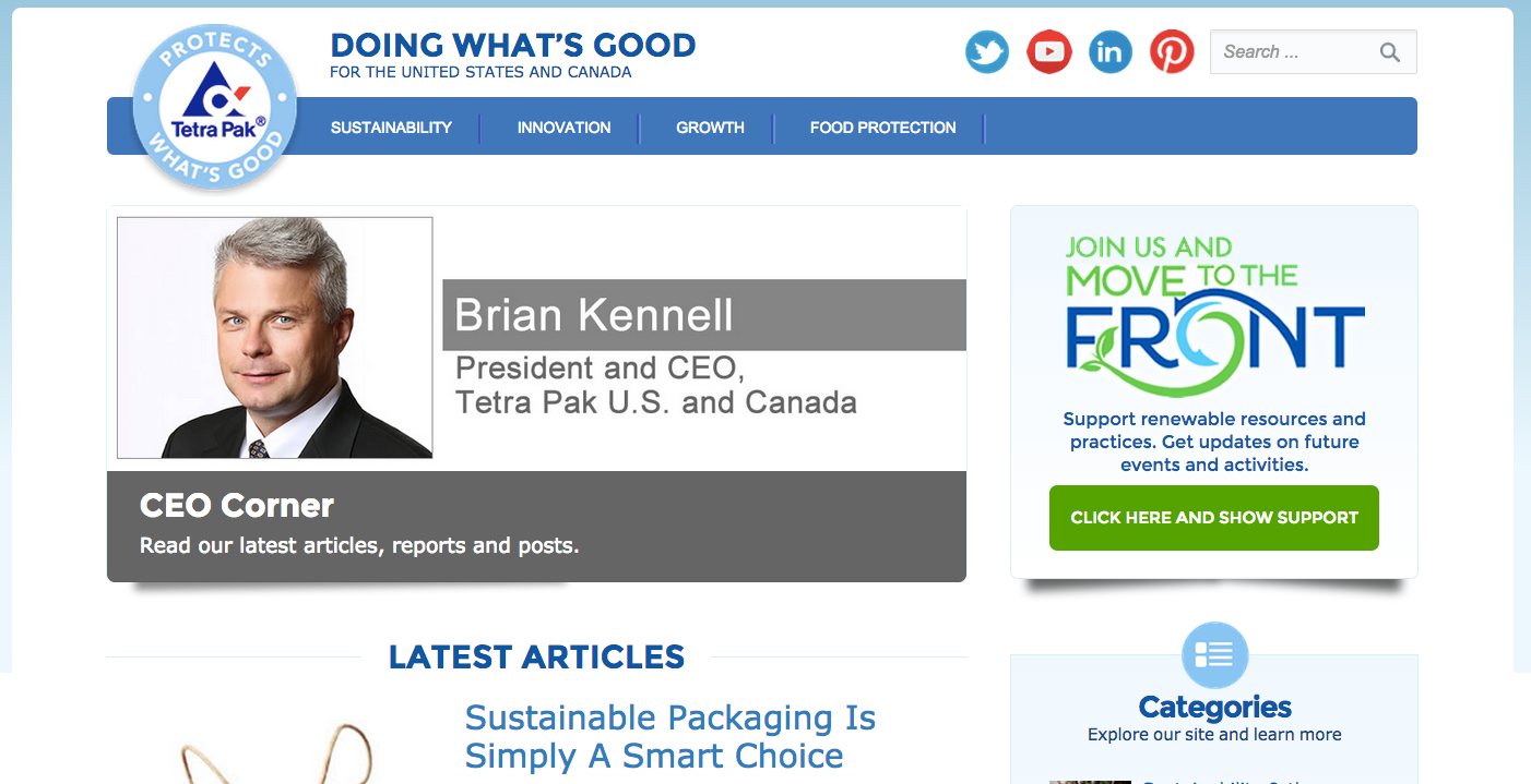 Doing What's Good, the executive corner on Tetra Pak's US site