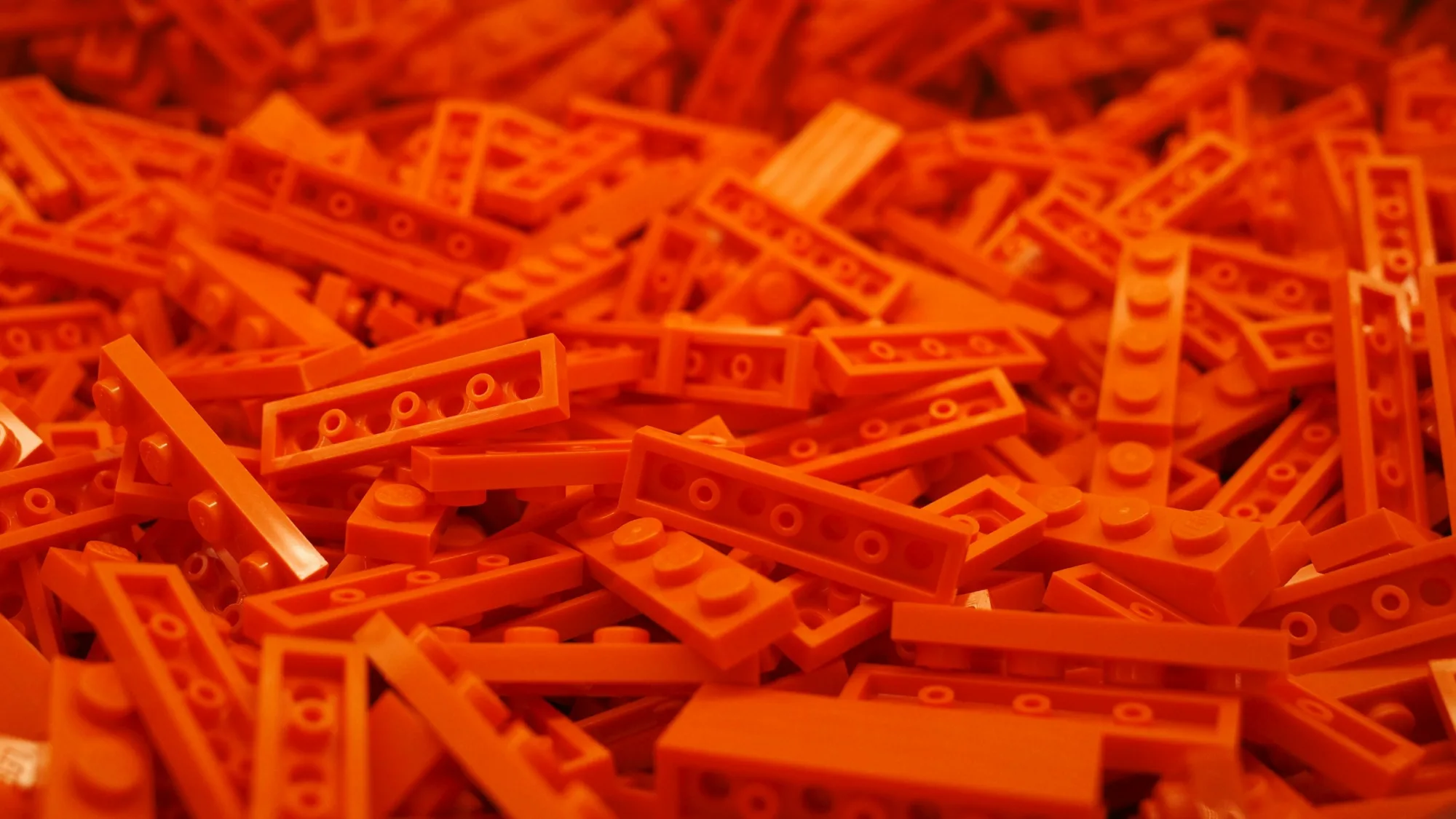 Orange legos in a pile