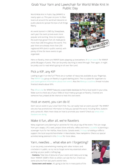 Grab Your Yarn and Lawnchair for World Wide Knit In Public Day