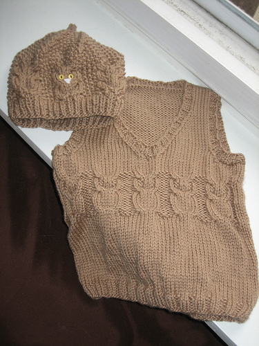 Owl Knit Hat and Vest