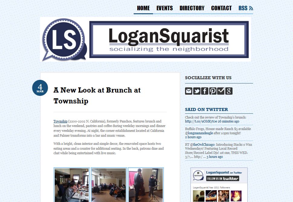 screenshot of logansquarist.com website