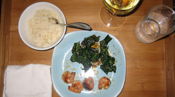 Shrimp, kale and rice dinner