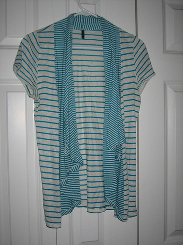 Teal and White Striped Top